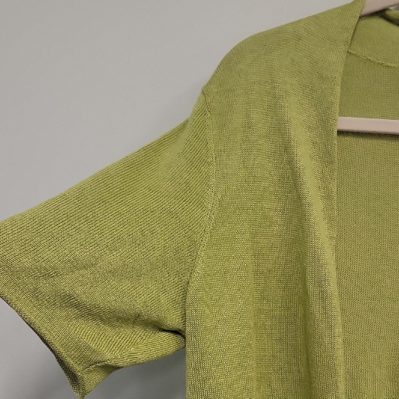 Eileen Fisher Chartruese Green Knit Linen Sweater - Picture 4 of 15